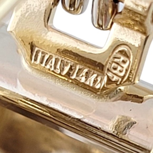 14K 2-Tone Yellow and White Gold Large Hollow Hoops #16134 - Picture 7 of 8